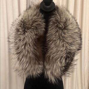 Saga fox silver fox fur thick clip on collar scarf